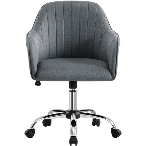 Homevive Silla de Oficina Ergonómica de Tela Sillón Giratorio Acolchado con Ruedas Altura Ajustable para Salón Estudio Dormitorio Gris Oscuro