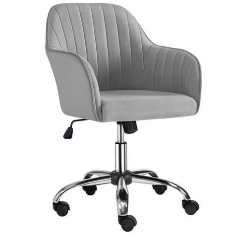 Homevive Silla de Oficina Silla de Ordenador Sillón Reclinable Giratorio de 360° Silla Terciopelo Altura Ajustable Carga 136 KG Color Gris Claro