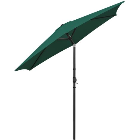 Homevive Sombrilla de Jardín Inclinable con Manivela Parasol de Jardín con Protección UV Diámetro de 294 cm para Terraza Patio Playa Balcón Verde Oscuro