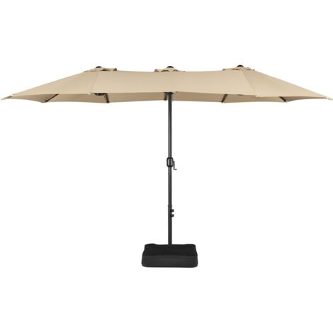 Homevive Sombrilla de Playa Reclinable con Manivela Parasol de Jardín Extragrande con Base Beige
