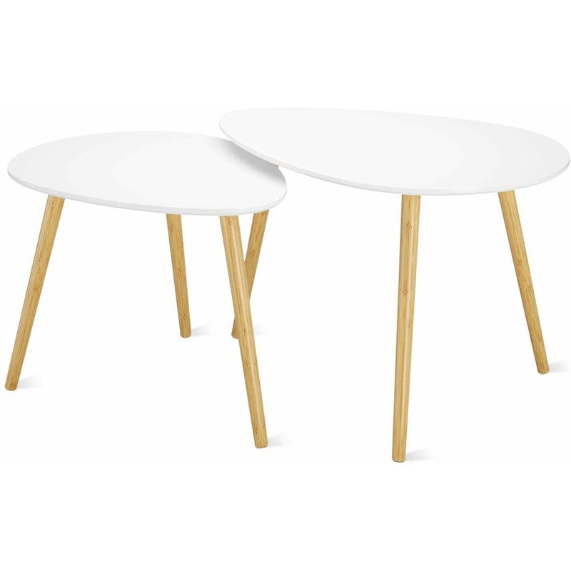 Homfa - 2* table d'appoint table basse en forme de larme scandinave blanc