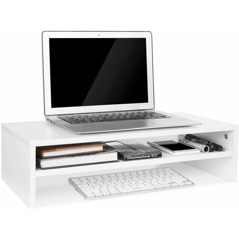 Homfa 2 Tier Computer Monitor Stand Display PC/TV Screen Riser Desk Wooden Shelf Rack