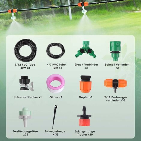 178tlg 40M Automatische Bewässerungssystem Set Garten Bauernhof Micro Drip Kit 