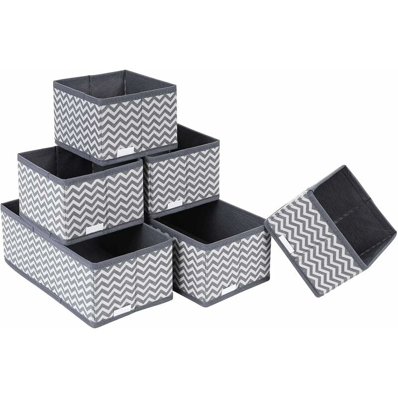 

6 Organizadores de Cajones Cajas Almacenamiento de Tela Plegables para Guardar Sujetadores Calcetines Ropa Interior Corbata Pañuelo Ropa Bebé Blanco