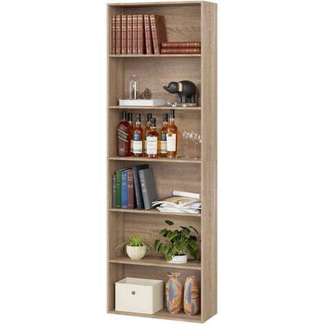 main image of "Homfa 6 Tier Bookcase Bookshelf Storage Shelving Unit Display Shelves Wooden Organiser 180cm (Oak)"