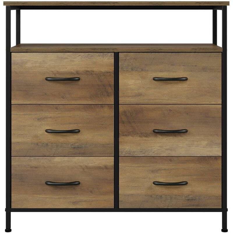 

Armario de Piso con 6 Cajones Grandes , Mueble tocador ，Cómoda con 6 Cajones Cajonera 80 x 30 x 81,5 cm (marrón oscuro) - Homfa