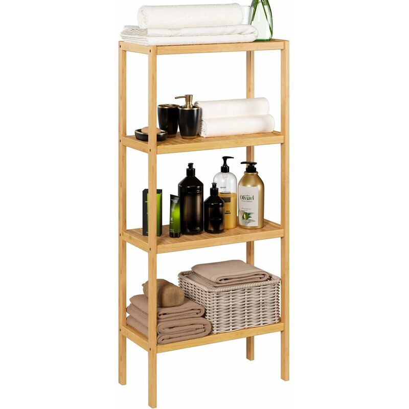 

Bamboo Baño Cocina Almacenamiento 4 estantes Estante de pie Zapatero Estante de flores Estanterías 52,7x26x115cm - Homfa