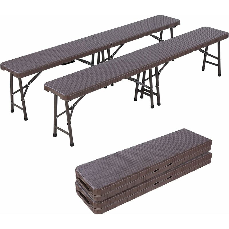 

Banco de Plástico Resistente, Banco Plegable Portátil, 183 x28x42.5cm, Blanco, Plegable por la mitad, Paquete de 2, Capacidad de asientos: 2 a 4