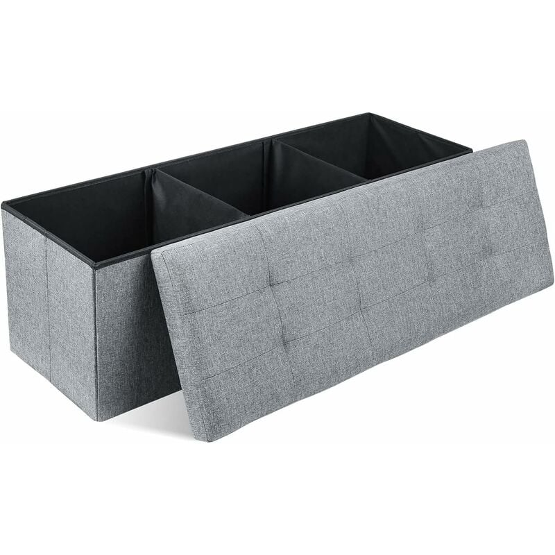

Baules Almacenaje Banco Almacenaje Plegable Puff Almacenaje Banco Pie de Cama Carga Máxima 300kg Gris 110x38x38cm - Homfa
