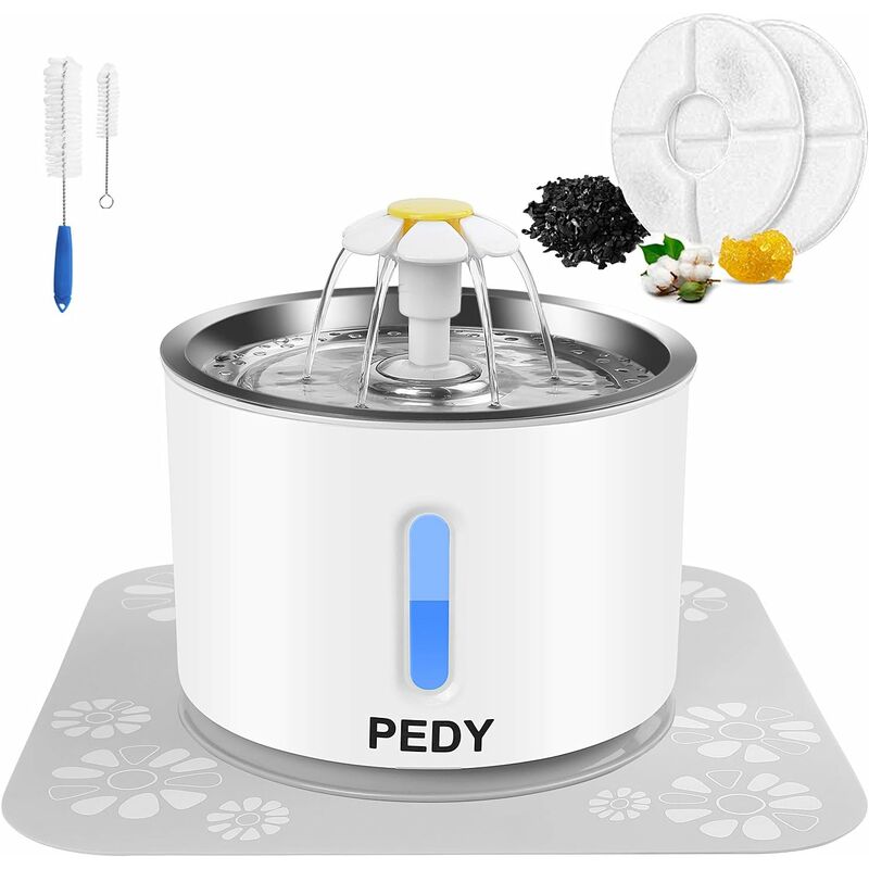 

Bebedero Gatos, Fuente para Gatos con 2 Filtros de Carbón Activado Luz LED 1 Alfombrilla Silicona 2 Cepillos, 2,4L - Homfa