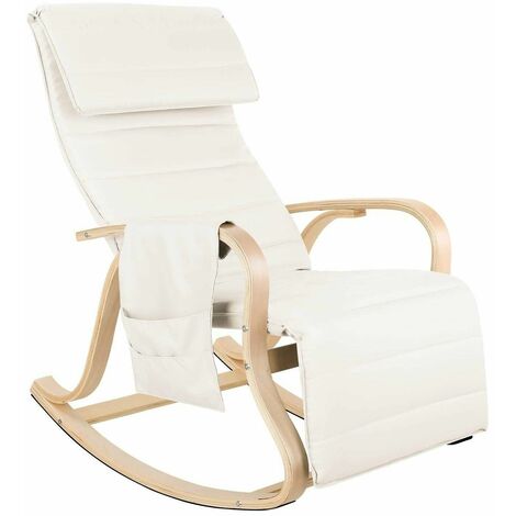 main image of "Homfa Beige Lounge Chair Rocking Recliner Armchair Adjustable Footrest Side Pocket"