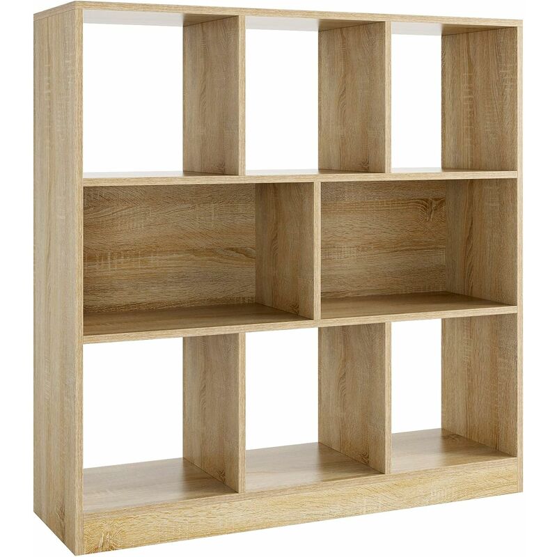 Homfa - Bibliothèque en bois avec 8 cubes ouverts et étagères 97,5 × 30 × 100 cm chêne