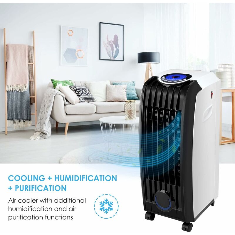 

Climatizador evaporativo y ventilador de 60 W,3 en 1 Enfriador de Aire 5.2 L Blanco - Homfa