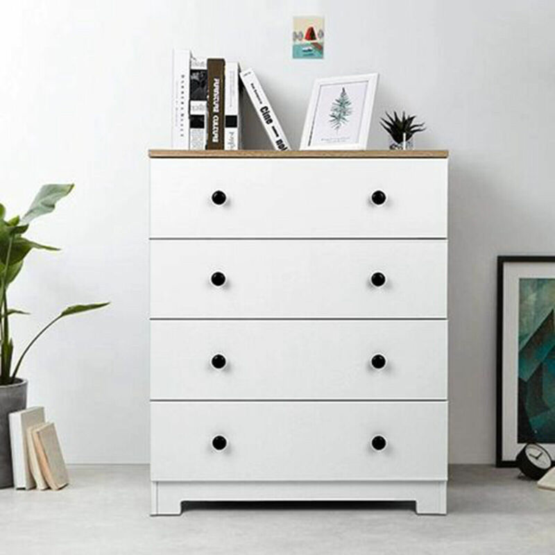 

Cómoda con 4 cajones espacio de almacenamiento para dormitorio, salón, pasillo, cocina, habitación infantil 78 * 64 * 41,5 cm blanco - Homfa