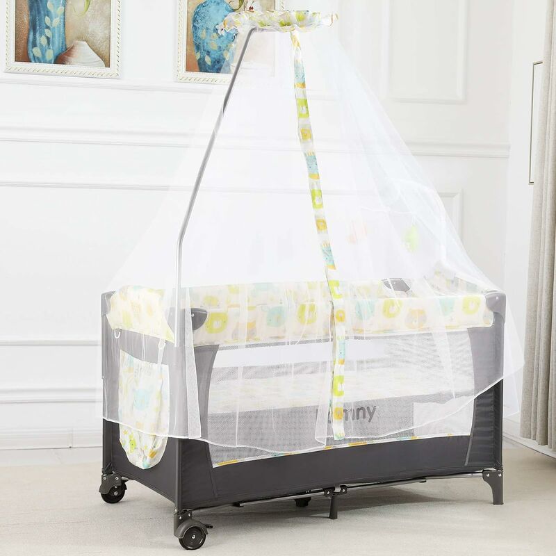 

Cuna de Viaje Plegable para Bebé Cambiador Corralito y Cesta 125x77x65cm, Soporta hasta 25 kg - Homfa