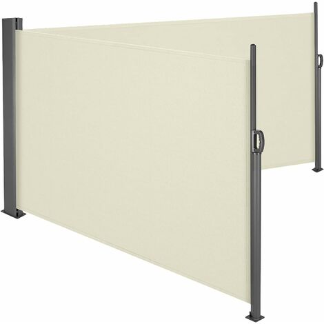 Homfa Doppelseitenmarkise Alu Seitenmarkise Ausziehbar 180 x 600 cm (H x L)-Sonnenschutz Sichtschutz Seitenwandmarkise für Balkon, Terrasse, Garten