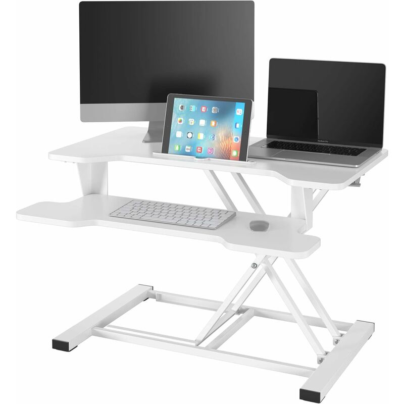 

Homfa Escritorio de Pie o Sentado con Altura Ajustable Estación de Trabajo de Pie o Sentado Mesa Escritorio con Bandeja de Teclado Extraíble para