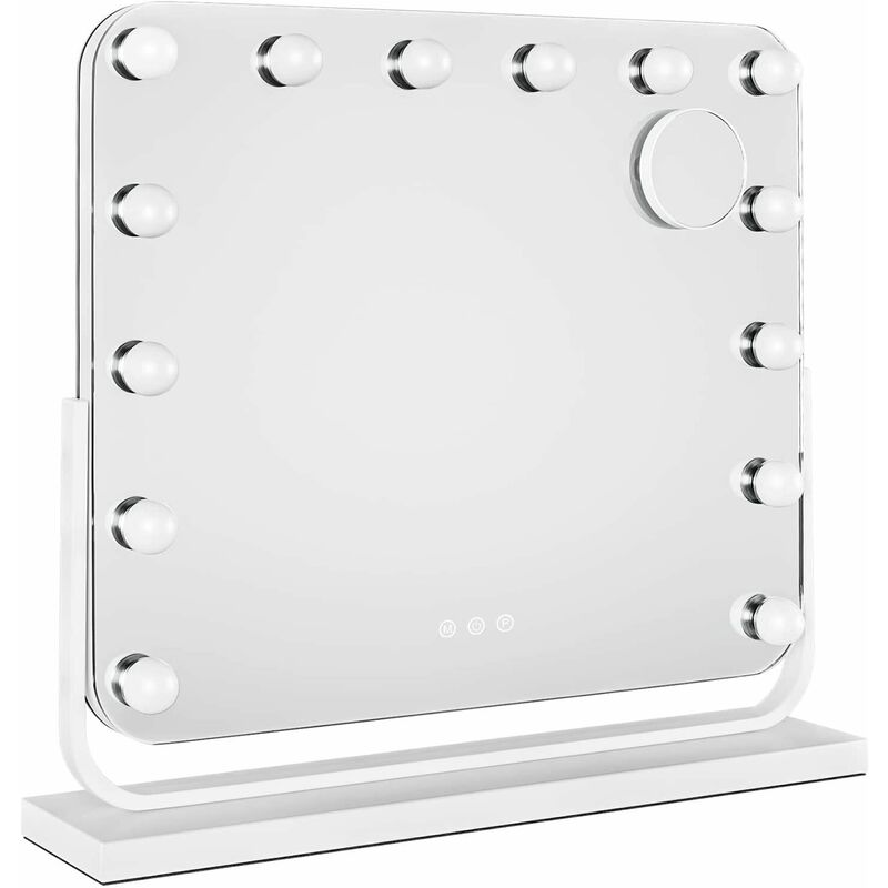 

Espejo cosmético Hollywood espejo 14 LED maquillaje regulable 360 ​​° rotación 60 x 53cm - Homfa