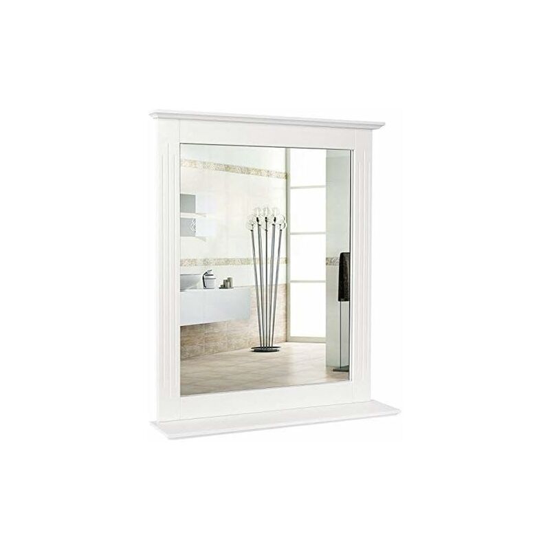 

HOMFA Espejo de pared , espejo de baño con estante, espejo colgante para pasillo de baño, madera