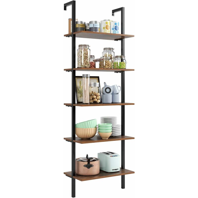 

HOMFA Estante de pared vintage Estante multifuncional de metal y madera (60 × 18,5 × 184,5 cm)