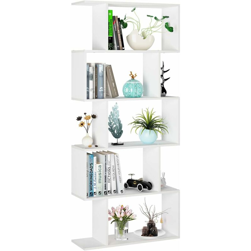 

Estantería de oficina independiente con divisor de 4/5 niveles, blanco 70x23,5x159,5 cm blanco - Homfa