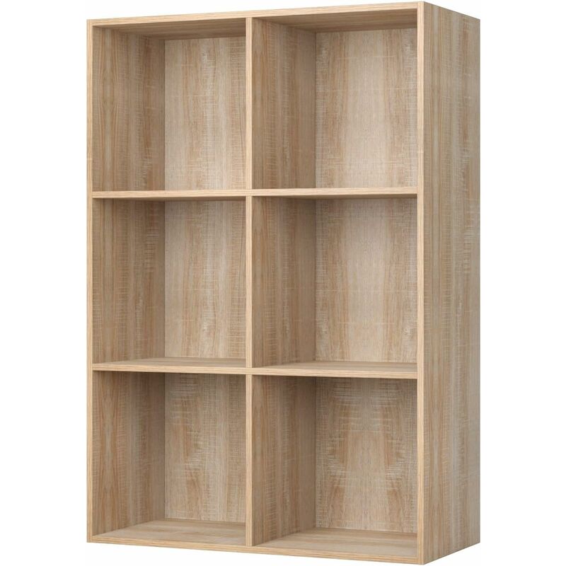 

Estantería para libros Estantería para libros Estantería para almacenamiento de madera para sala de estar Oficina de diseño (roble, 6 compartimentos)