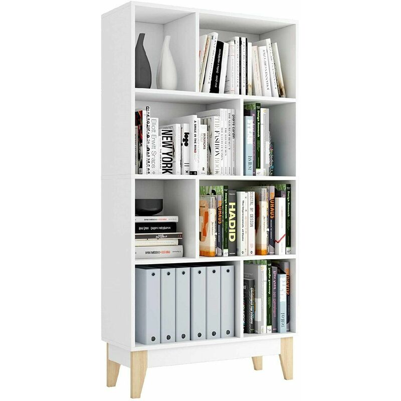 

estantería separador de ambientes estante de pie estante para archivos estante para libros estante para libros 8 compartimentos blanco - Homfa