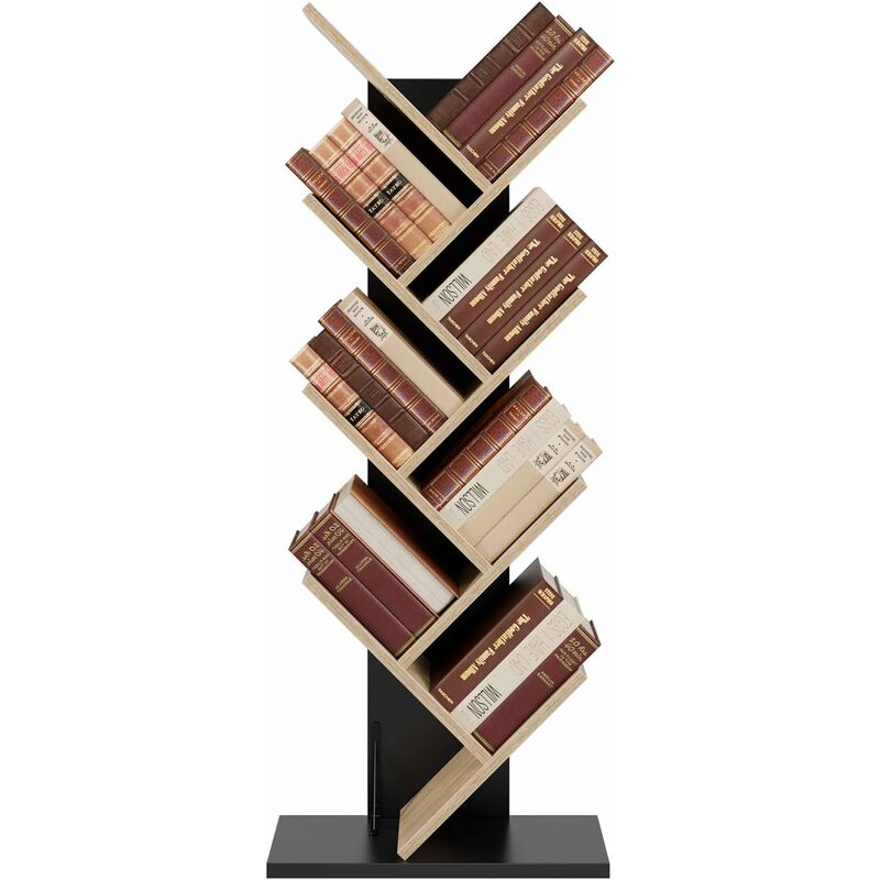 

Estanterías para Libros Estantería Librería Estantería Almacenaje Madera de Forma Árbol con 8 Estantes para Salón Dormitorio Oficina Negro y Roble
