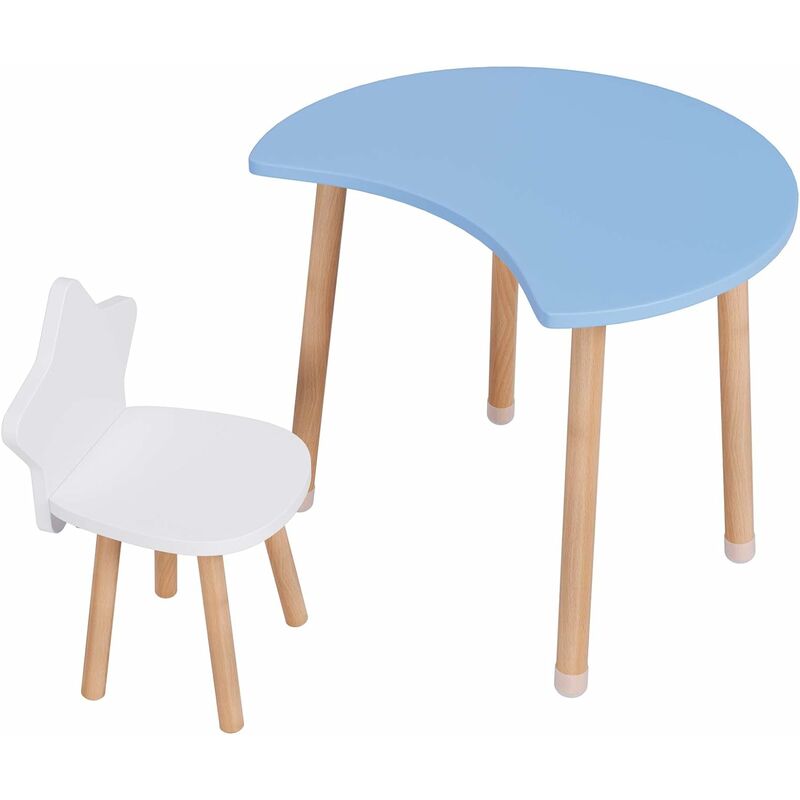 

Grupo de asientos para niños mesa para niños con 1 grupo de asientos para niños muebles para niños pequeños, madera azul - Homfa