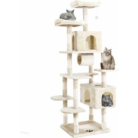 Homfa Kratzbaum, stabiler Katzenbaum, 203 cm, Hellgrau Beige