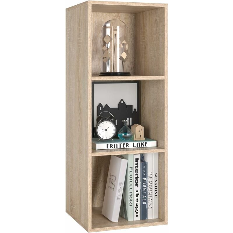 

Librería de pared de 3 niveles para salón y estudio de roble - Homfa