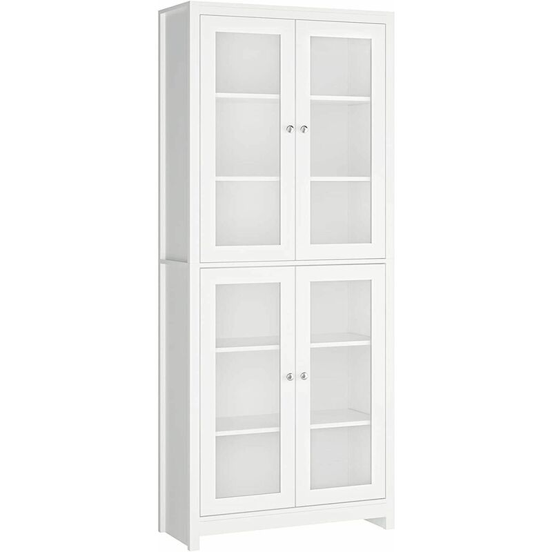 

librería vitrina armario alto armario alto armario de cocina con 4 puertas de cristal 6 compartimentos - Homfa