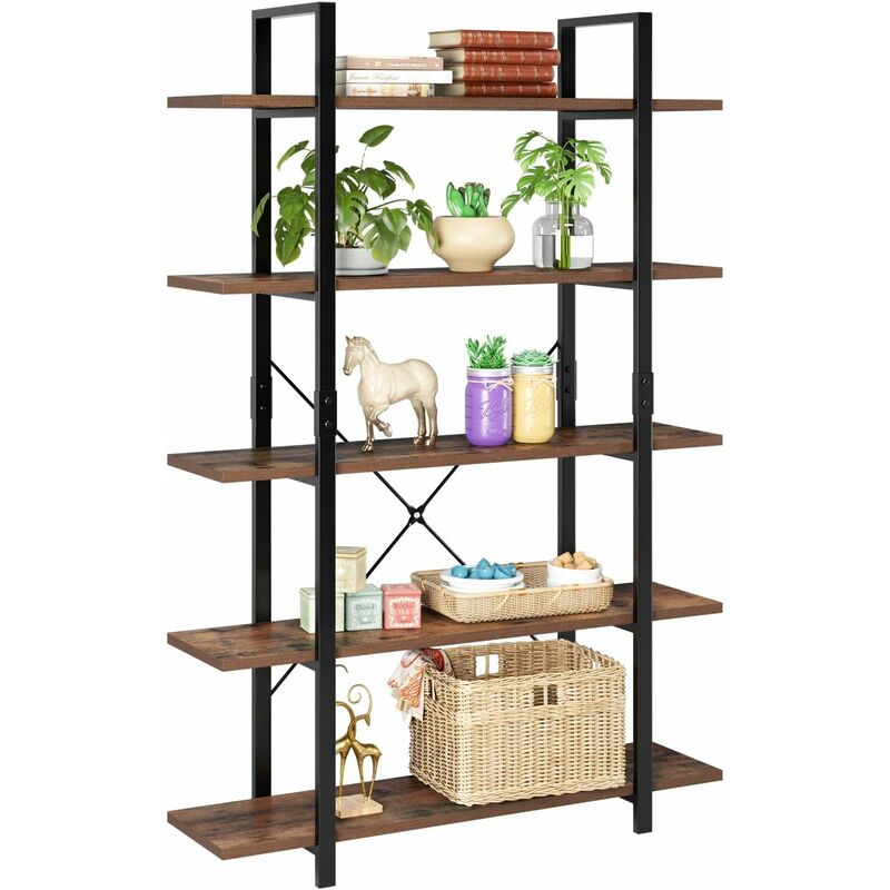 

Librería de 5 niveles en metal y madera Negro 177,5 x 105,2 x 33 cm - Homfa
