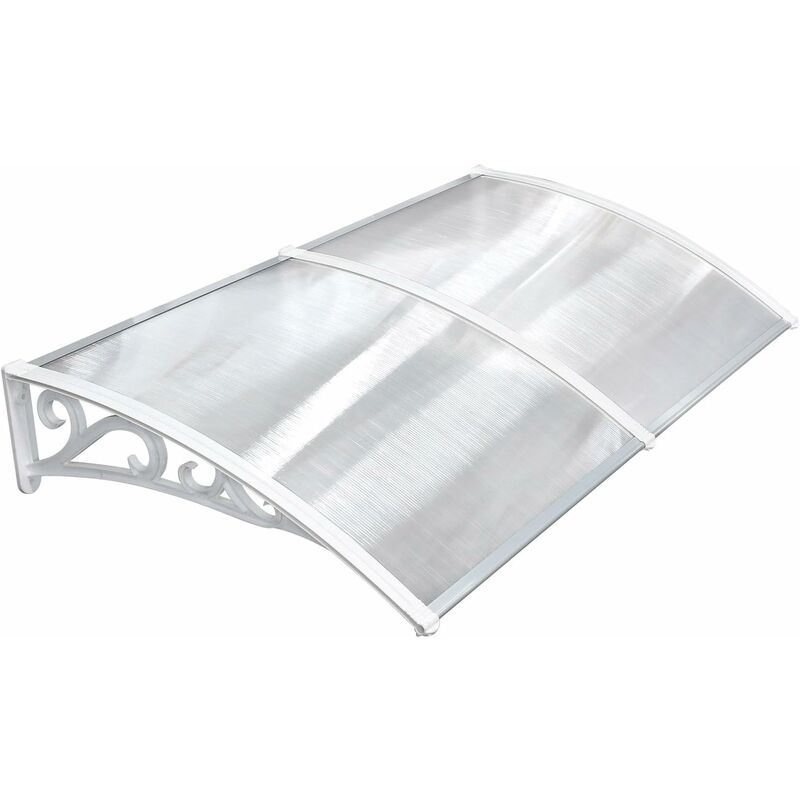 

Homfa Marquesina para Puerta contra Sol y Lluvia 190x98.5cm Transparente Tejadillo de Protección - blanco