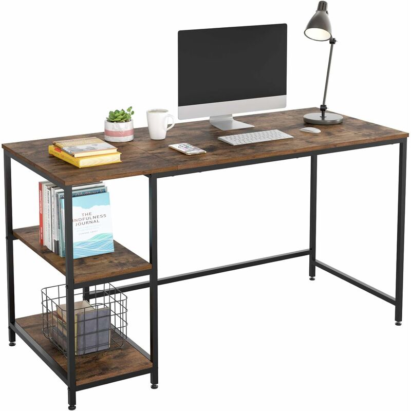 

Mesa Escritorio Escritorio Ordenador Escritorio Industrial para Despacho Estudio Oficina Dormitorio Vintage con 2 Niveles de Estante a la Izquierda o