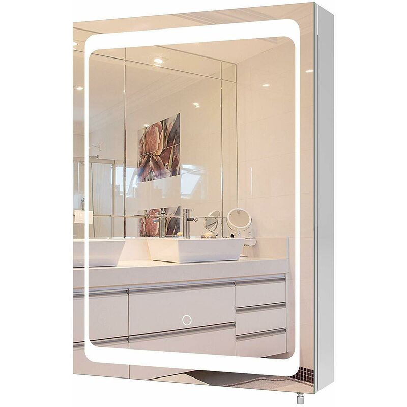 

Mueble de baño con espejo LED, espejo de baño, mueble de baño con iluminación de alto brillo - Homfa