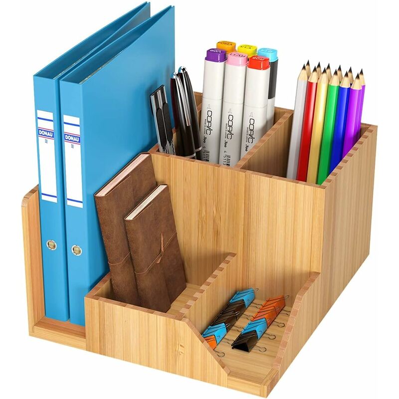 

Homfa Organizador de Escritorio Caja Almacenamiento de Materiales Oficina con 5 Compartimentos para Archivadores Documentos Calculadora Tijeras