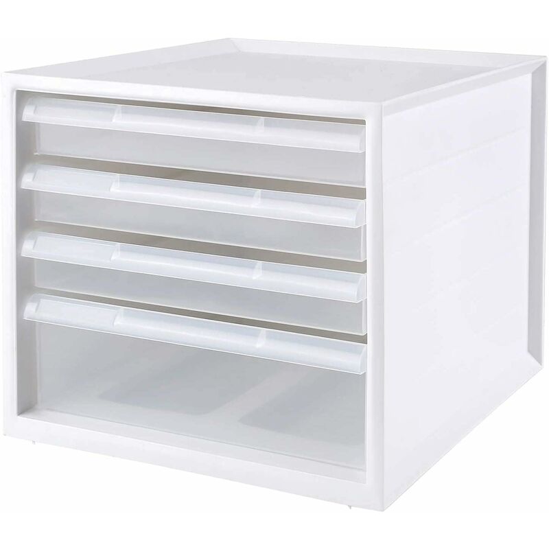 

Homfa Organizador de Escritorio Organizador para Materiales de Oficina Organizador para Documentos A4 con 4 Cajas Blanco 27.5x33x25cm