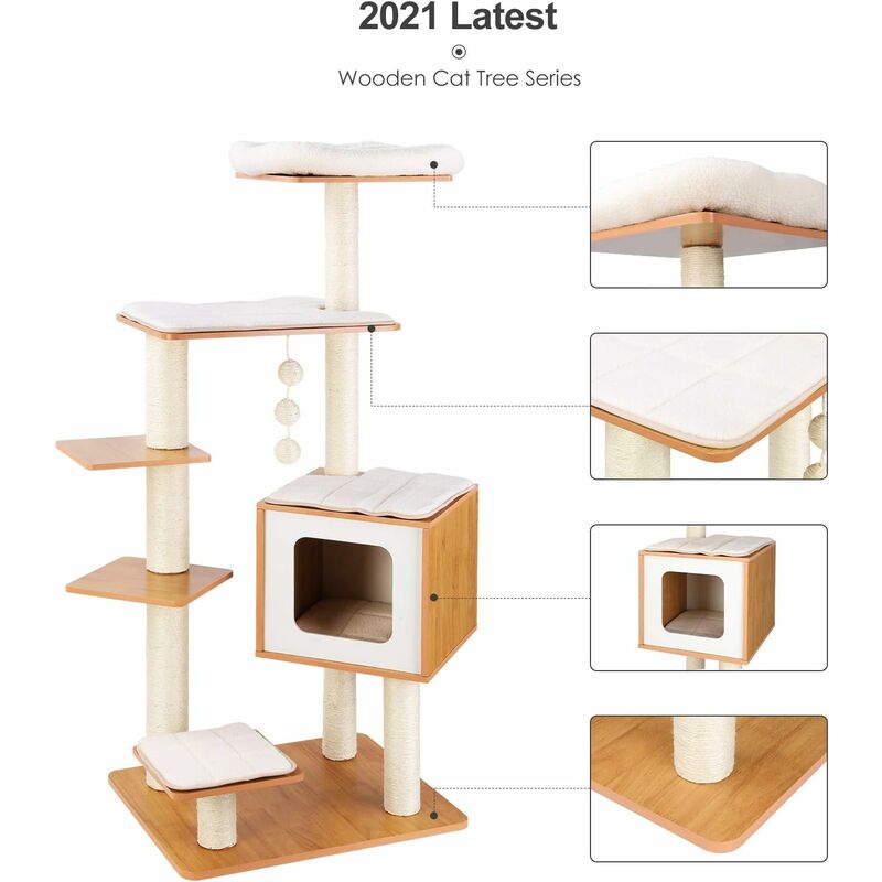 

Homfa Árbol para Gatos, Torre de Gatos, Altura de 132 cm, 100% Sisal