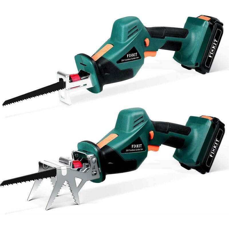

Sierra de cadena a batería + Sierra de Sable 2500 rpm, con 3 Cuchillas para Madera y Metal + batería 2000mAh + cargador - Homfa