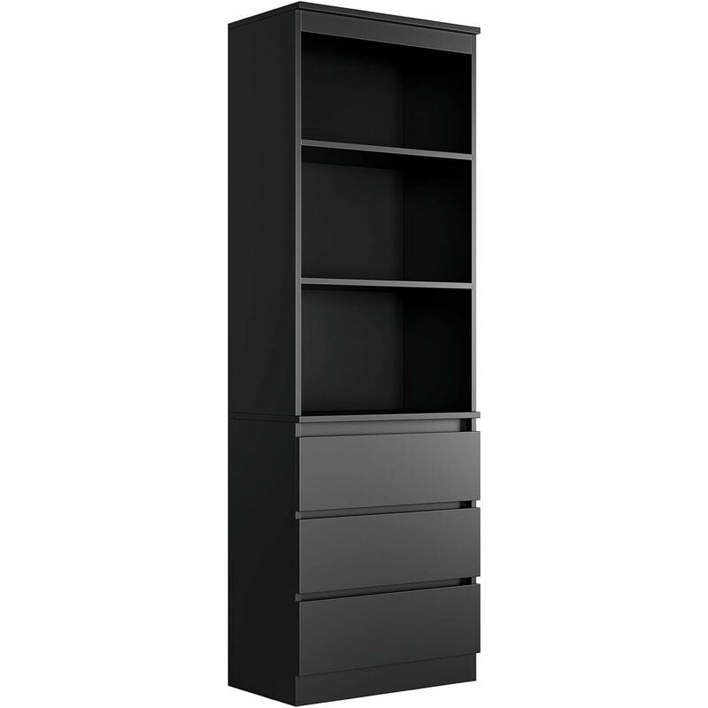 

stantería con 3 Cajones Estantería Oficina Vitrina Salón Mueble Alto Armario Almacenaje para Documentos Archivadores Libros Carpetas Negro