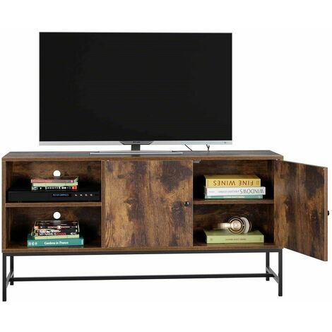 Homfa TV Cabinet Coffee Table Living Room Modern Storage Vintage Low TV Cabinet with 2 Doors 2 Shelves 2 Wooden Drawers 120x60x30cm