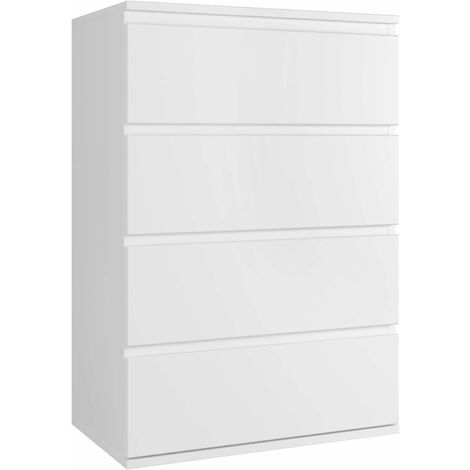 main image of "Homfa White Chest of Drawers with 4 Drawers Wooden Auxiliary Cabinet for Living Room Office 55x33x80cm"
