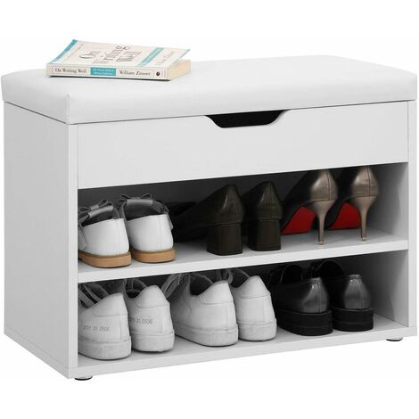 main image of "Homfa Wooden Shoe Rack Storage Bench Ottoman Shoes Cabinet Padded Seater with Cushion"