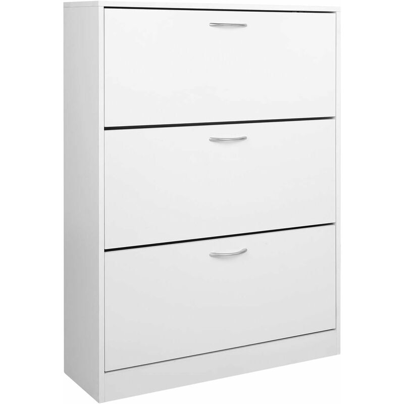 

Zapatero en madera blanca con 3 puertas para más de 18 pares de zapatos 60 x 24 x 110 cm - Homfa