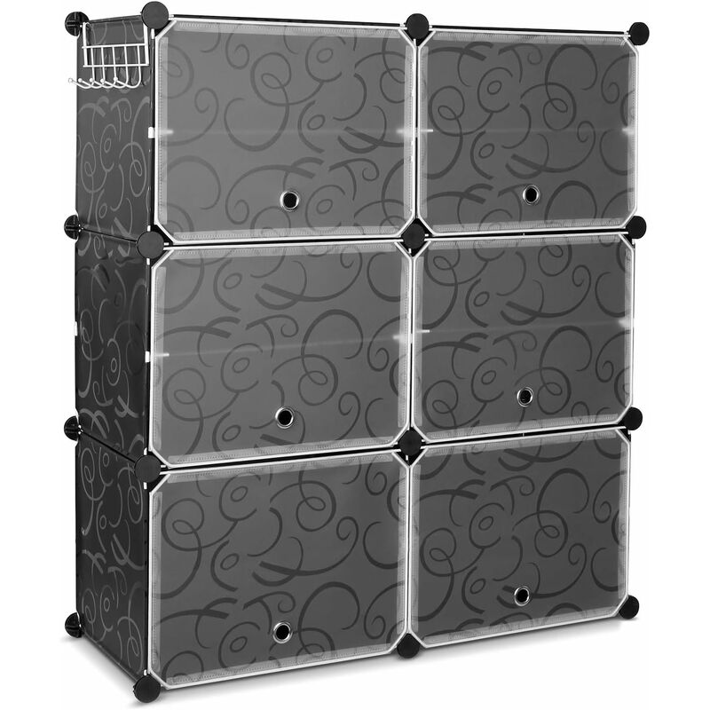 

Zapatero Modular Portátil Zapatero para 20 Pares Zapatos Organizador para Zapatos Plástico DIY con 5 Ganchos de 6 Cubos 10 Estantes Negro 80x30x91cm