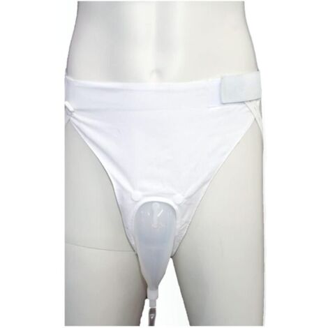 (hommes plus âgés   Blanc)Sac de collecte d'urine pour cathéter externe   Pour homme   En silicone   Réutilisable   Portable   Avec 2 poches pour cathéter urinaire