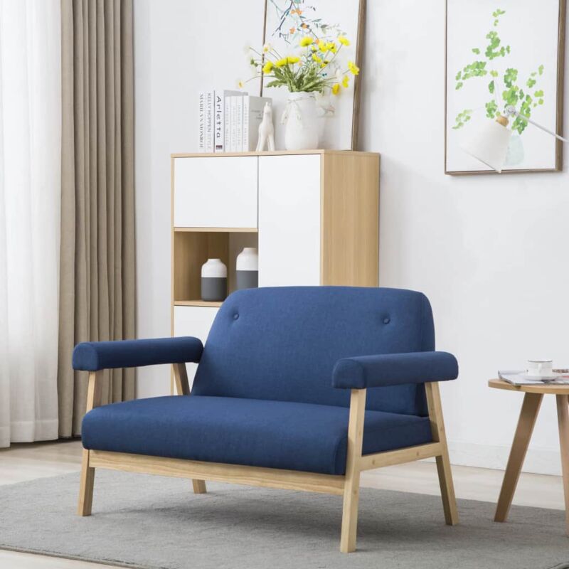 Hommoo - 2-Sitzer-Sofa Stoff Blau VD12575