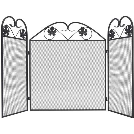 Hommoo 3-panel Fireplace Screen Iron Black VD09009