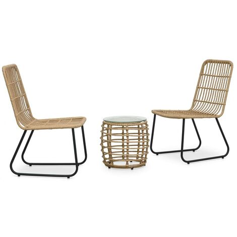 Hommoo 3 Piece Bistro Set Poly Rattan Oak VD46569